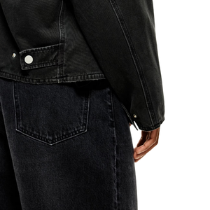 Jean en denim noir droit à jambe large pour homme - Pantalon décontracté respirant en coton et élasthanne à taille mi-haute pour l'été et l'automne - Product Image 3