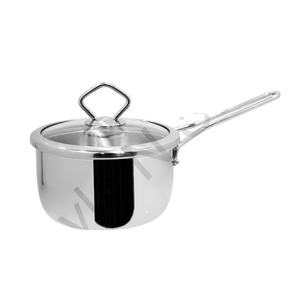 Casserole à sauce triplement en caoutchouc de silicone d'acier inoxydable avec le couvercle en verre et la poignée de fil avec le prix de gros détachable - Product Image 1