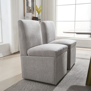 Juego de 2 piezas COOLMORE, sillas de comedor tapizadas giratorias de 360 grados, cómodas sillas modernas de tela sin brazos, silla de comedor - Product Image 6