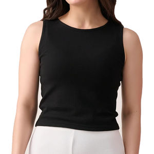 Débardeurs de qualité supérieure 2026 – Débardeur court côtelé sans manches personnalisé pour femme, tricoté, multicolores, col rond, sexy, blanc, coupe courte - Product Image 5