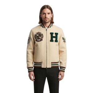 Chaqueta Bomber Negra Personalizada Estilo Universitario para Hombre, Chaqueta Varsity de Béisbol, 100% Lana, Chenille, Estilo Letterman, Ropa Urbana - Product Image 4