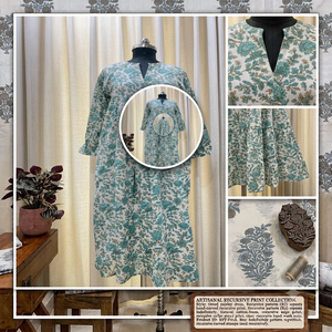 Vestido Largo Floral de Verano Hecho a Mano de Algodón para Bodas y Festivales, Diseño Exclusivo, Estampado Artesanal, Túnica Boho, Venta al por Mayor Directa de Fabricante - Product Image 2