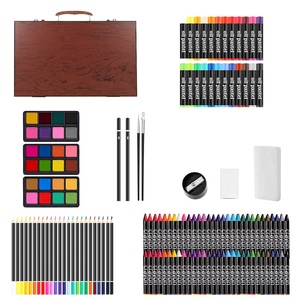 Professionale 140 pezzi Art forniture Kit elegante scatola di legno matite colorate olio pastelli acquerello pennelli gomma per bambini - Product Image 4