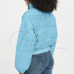 Chaqueta corta acolchada de invierno para mujer, personalizada, talla grande, de poliéster, impermeable y cálida, con botones. - Product Image 4