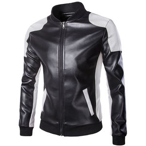RELEVO INDUSTRY High Street Men's Eco-friendly Polyester <b>Quilted</b> Leather Jacket Vegetable Tanned <b>Winter</b> Stand Collar Zipper - Product Image 2