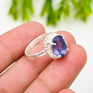 Anillos de Plata 925 con Piedras Preciosas de Lujo en Color Azul para Fiesta - Product Image 2