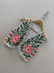 Women's Boho Suzani Embroidered Vest Handmade Floral Cotton Breathable V-neck Waistcoat Vintage Ethnic <b>Jacket</b> Nitin Exports - Product Image 2