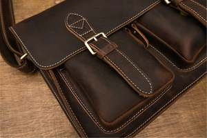 Maletín y Bolsa de Mensajero de Cuero Genuino Vintage Ligero para Uso Diario en la Oficina, para Hombre, Bolsa para Portátil de 14 Pulgadas LLB-0315 - Product Image 5