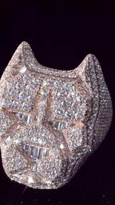 Anillo de compromiso y boda de plata de ley 925 estilo Hip Hop con incrustaciones de moissanita D VVS, unisex, con engaste de púas, estilo rapero, brillante - Product Image 5