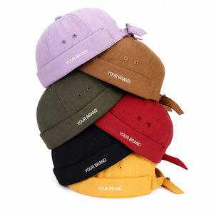 Casquette Docker avec logo personnalisé, unisexe, coton vintage lavé, bonnet sans visière, bonnet à revers retroussé - Product Image 6