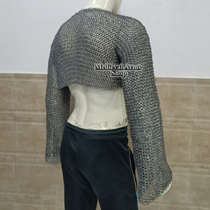 Medieval Handmade Mild Steel <b>Chainmail</b> Crop <b>Top</b> Full Sleeve Riveted Mesh Armor for Reenactment cosplay and Halloween Warrior - Product Image 6
