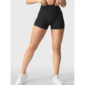 Shorts de yoga taille haute noirs pour femmes, non transparents, effet ventre plat, en spandex, pour la gym, vente en gros - Product Image 4