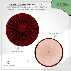 Maroon Masonic Craft Steward Apron Rosettes Made from High-Quality Viscose <b>Ribbon</b> - Product Image 2