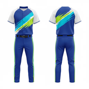 Uniforme de baseball pour hommes, vert et blanc rayé, sublimé, respirant, ensemble maillot et pantalon à manches courtes, coupe régulière pour adultes - Product Image 2