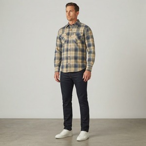 Camisa de Franela a Cuadros para Hombre, Manga Larga, Cuello Camisero, Informal, para Otoño, 100% Algodón, Tejido Transpirable - Product Image 3