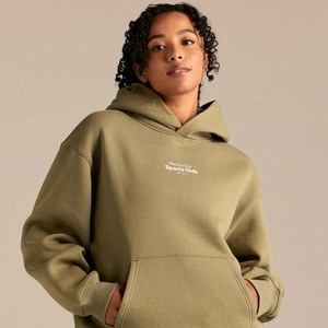 Women's Taupe <b>Cropped</b> Hooded <b>Zip</b>-<b>Up</b> Sweatshirt Full Sleeve Knitted Solid Color Autumn Wear - Product Image 3
