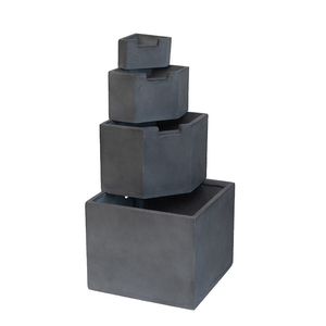 Fuente de Agua Exterior de 4 Niveles de Cemento Gris de 19.7x19.7x41.7 Pulgadas - Product Image 2