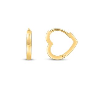 Aros Huggie de Oro Amarillo de 14k con Forma de Corazón y Hebillas Elegantes - Product Image 1