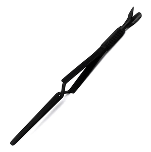 Pince à ongles UV rectangulaire noire en acier inoxydable à pointe inclinée 3-en-1 pour sourcils – Outils de pinçage en gros - Product Image 4