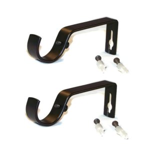 Modern Matte Black Zinc Alloy Curtain <b>Rod</b> Brackets Heavy Duty Square Base Window Pole <b>Holders</b> For Drapery <b>Rods</b> Window Hardware - Product Image 3