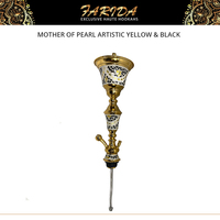 Chichas Farida : Chicha égyptienne de luxe en acier inoxydable, plaquée or, décorée de nacre artistique jaune et noir, très vendue
