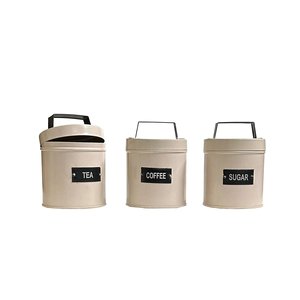 Retro Metal Cylinder Canister With Flip Top Lid <b>For</b> Tea Coffee Sugar <b>Storage</b> <b>Kitchen</b> Use Vintage Design <b>For</b> Pantry Canister - Product Image 1