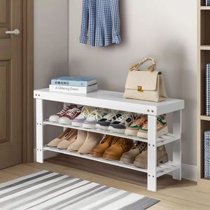 FCH 3-Tier Seamless Top Bamboo Shoe Rack Elegant and Durable Stand for Your Footwear - Product Image 1