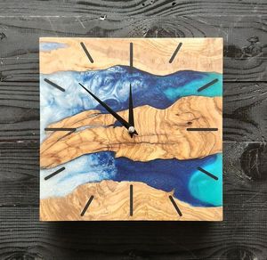 Custom Epoxy Resin River Wood <b>Wall</b> <b>Clock</b> Large Modern Decorative Wooden <b>Clock</b> Handmade <b>Silent</b> Movement Home Living Room Office - Product Image 1