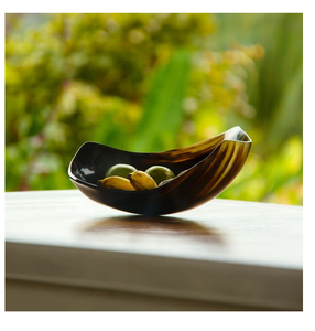 Bol à salade et à fruits vintage en corne de buffle sculptée, vaisselle indienne en corne, idéal pour les cadeaux d'affaires - Product Image 1