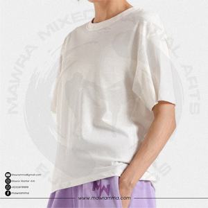 Camiseta de Manga Corta con Cuello Redondo, Color Sólido, Logotipo Personalizado, Estilo Urbano, Tejido Grueso de Poliéster/Algodón, Hombros Caídos, Unisex - Product Image 3