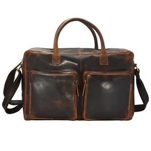 Bolsa de Viaje de Cuero Genuino para Hombre, Bolsa de Lona de Cuero Vacuno para Fin de Semana, Bolso de Mano para Viajes, Actividades al Aire Libre, Uso Diario C-S1 - Product Image 1