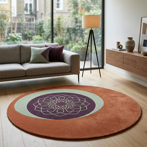 Modern <b>Round</b> Mandala Rug Premium Hand Tufted Wool <b>Carpet</b> Custom Designer Floor Rug for Luxury Interior Projects Luxury Villa - Product Image 5