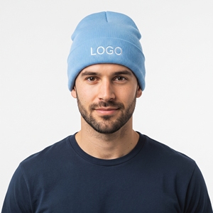 Gorro de Invierno Acrílico Unisex, Gorro Azul Personalizado de Punto, Cálido, Suave, Cortavientos, para Esquí, con Juego de Bufanda de Invierno - Product Image 6