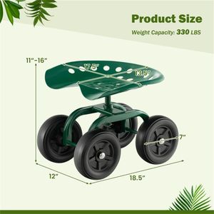 Sedia da Giardino Regolabile in Altezza con Seduta Girevole a 360 Gradi e Ruote - Product Image 3