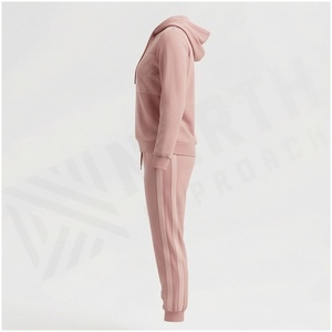 Conjunto Deportivo con Capucha Rosa para Mujer, Manga Larga, Color Sólido, Pantalones Deportivos Casuales con Bolsillos con Cordón, Ropa de Otoño - Product Image 3