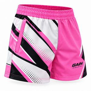 Shorts de Rugby Personalizados al por Mayor para Hombre, con Bolsillos con Cremallera Sublimados, de Poliéster, Unisex, Doble Costura, Secado Rápido y Transpirables - Product Image 3