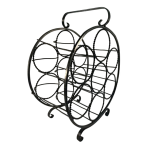 Vintage Cast Iron Wine Rack Holder Round Design Rust Resistant <b>Bar</b> <b>Tool</b> for Home Dining Room Wine Storage Furniture - Product Image 2