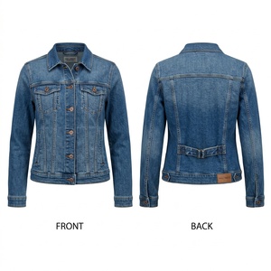 Chaqueta de Mezclilla de Algodón Tejido Premium para Mujer, 390 GSM, Ecológica, Lavado Azul Vintage, Paneles Desgastados, Ajuste Personalizado, Logotipo Impreso - Product Image 2