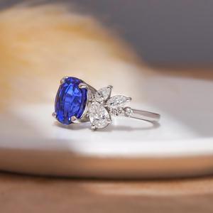 Top Quality Round Diamond <b>Ring</b> with Blue Sapphire <b>Ring</b> for Elegant Wedding Proposal and Engagement <b>Ring</b> Use from <b>Indian</b> Supplier - Product Image 2