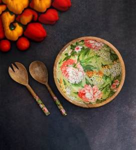 ชามเสิร์ฟไม้มะม่วงงานแฮนด์เมดจากอินเดีย ลายพิมพ์เคลือบเงา ดีไซน์ใหม่ล่าสุด รับทำโลโก้ตามสั่งในอินเดีย - Product Image 4