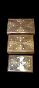 Handmade Carved Wooden Jewelry <b>Box</b> <b>Floral</b> Inlaid Storage Case Gift Craft Organizer - Product Image 3