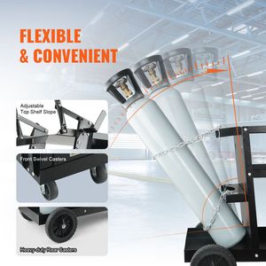 Carrello per saldatura a 2 livelli con 4 cassetti, ruote girevoli a 360 gradi, capacità di carico 120 kg, contenitore per bombole e catene di sicurezza per lo stoccaggio - Product Image 6