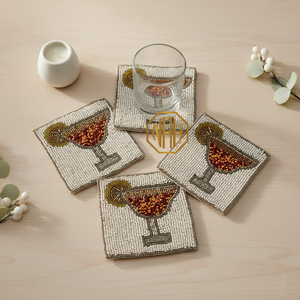 For Theme <b>Square</b> Beaded Eco-Friendly Handmade Coaster Decorative Drink Mats <b>Kitchen</b> Dining <b>Table</b> Tea Coffee Cup Holder - Product Image 3