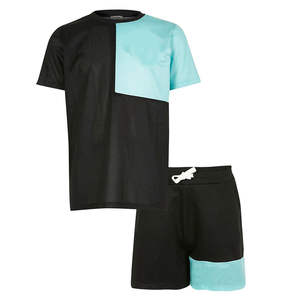 Ensemble deux pièces élégant pour homme : T-shirt à manches courtes en soie glacée à séchage rapide avec imprimé dégradé et short décontracté d'été – Tenue de sport - Product Image 1