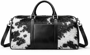 Bolsa de Viaje Premium de Cuero Vacuno con Pelo, Estilo Weekender, Lujosa, Casual, con Cierre de Cremallera, Portátil LHDB-0149 - Product Image 5