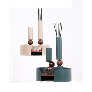 Juego de Quemadores de Incienso Metálicos con Torres Elegantes, Detalles de Esferas de Bambú, Bandeja Curva Elegante, Decoración Moderna para el Hogar, Aromas - Product Image 4