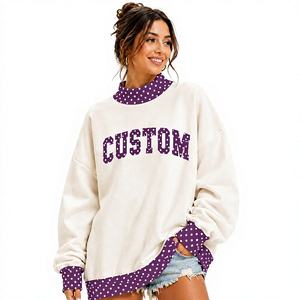 Sudadera Oversize de Cuello Alto para Mujer, de Algodón Afelpado, Hombro Caído, Manga Larga, Estilo Relajado Casual, Venta al por Mayor de Fábrica - Product Image 1