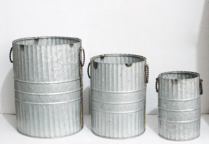 Round Ribbed <b>Planter</b> for Hotels & Home Interior Decorative Metal Flower Holder Natural <b>Galvanized</b> <b>Planter</b> Customized Size - Product Image 2
