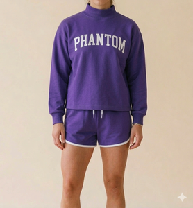 Ensemble décontracté pour femmes avec col montant et short assorti, tissu doux au toucher et confort quotidien supérieur - Product Image 1