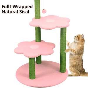 Griffoir moderne pour chat en sisal, arbre à chat multi-niveaux, rose et vert, mobilier d'intérieur pour animaux de compagnie, design durable et amovible - Product Image 5